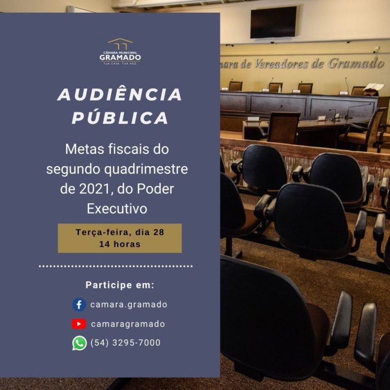 Legislativo sedia audiência pública de metas fiscais na próxima terça, dia 28
