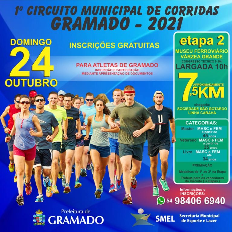 Segunda etapa do Circuito Municipal de Corridas será realizada em outubro