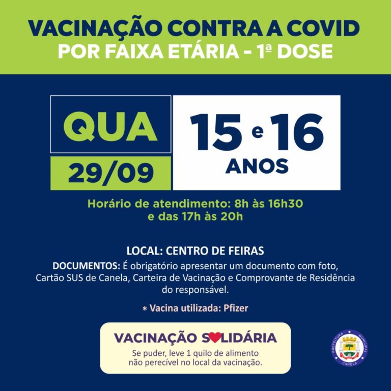 Canela recebe nova remessa de vacinas e avança na imunização dos adolescentes