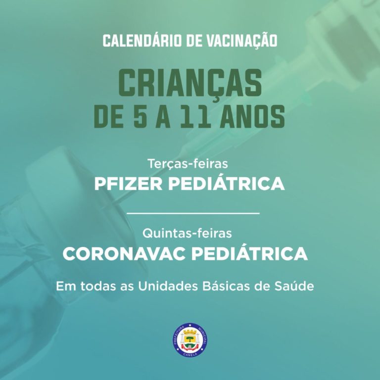 Canela tem novo calendário para doses pediátricas