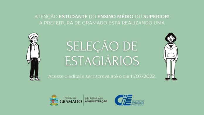 Encerra na segunda-feira, dia 11, o prazo de inscrições para processo seletivo de estágio da Prefeitura de Gramado