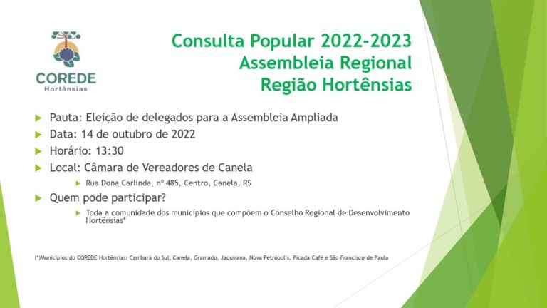 Eleição para escolha de delegados para Consulta Popular ocorre nesta sexta-feira