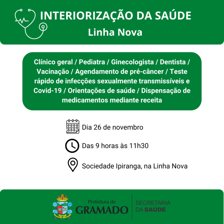 Interiorização da saúde será na Linha Nova neste sábado