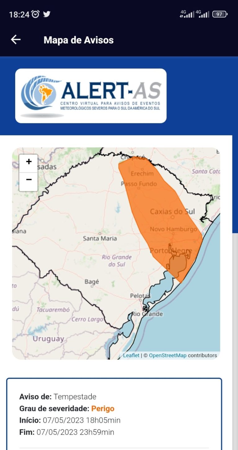 Inmet alerta para risco de tempestade e granizo