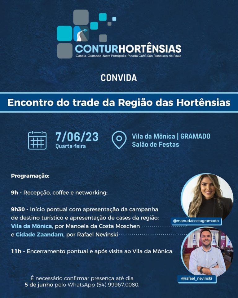 Contur Hortênsias reunirá trade do turismo para compartilhar boas práticas