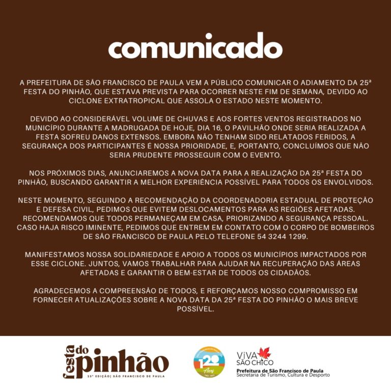 Festa do Pinhão é adiada após danos no pavilhão