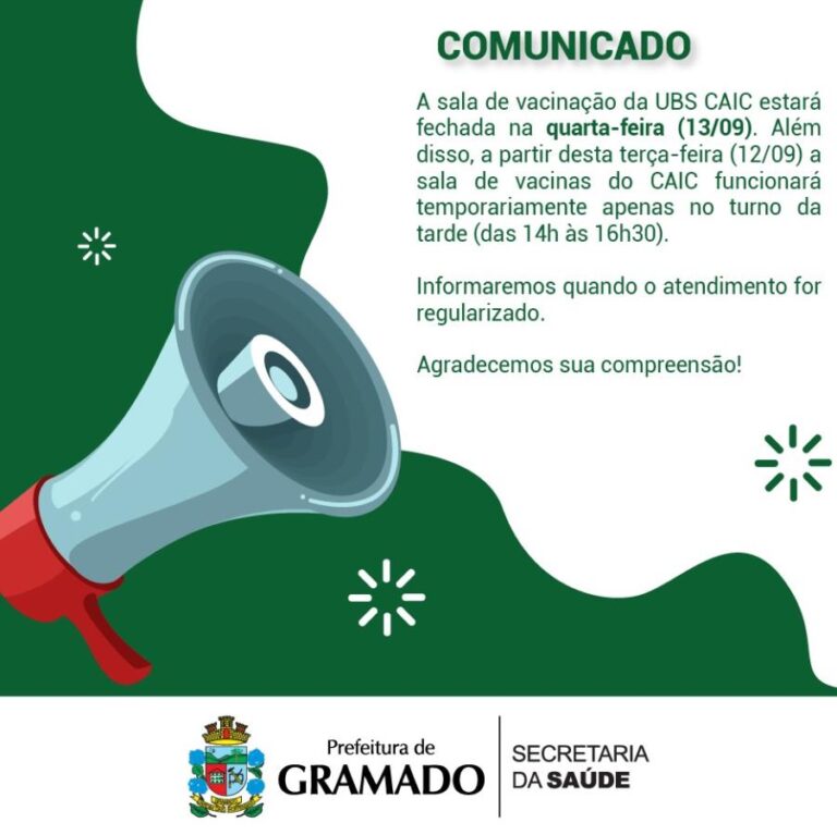 Sala de vacinas do Caic com alteração no horário
