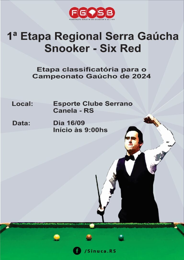 Canela recebe a 1ª Etapa Regional da Serra Gaúcha de Snooker Six Red