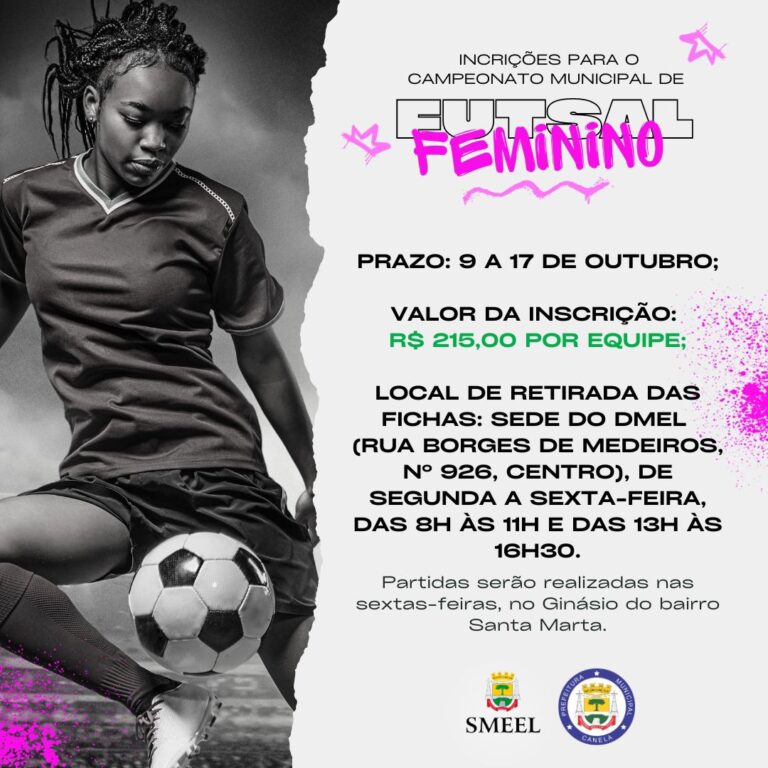 Inscrição para o Futsal Feminino inicia nesta segunda-feira