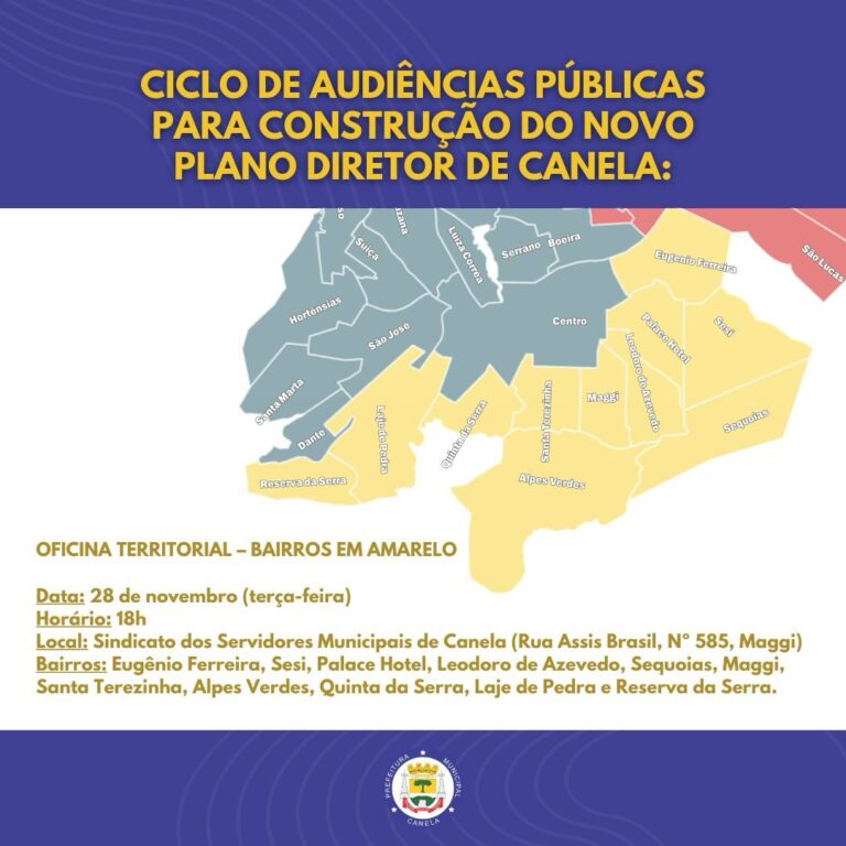 Comunidade está convidada para participar das audiências públicas sobre o novo Plano Diretor