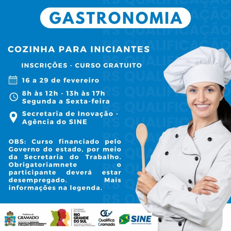 Cozinha para iniciantes é o primeiro curso gratuito do RS Qualificação no munícipio