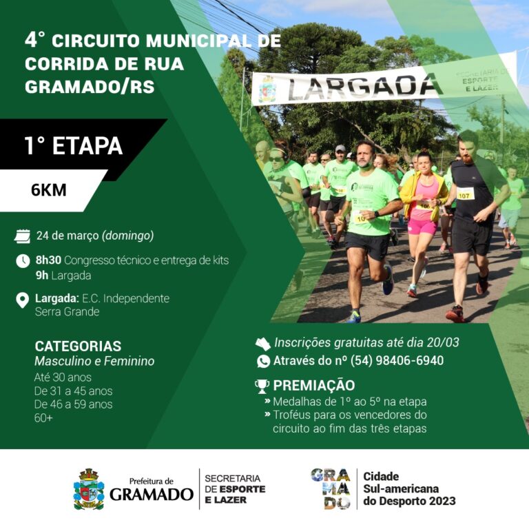 Inscrições abertas para o 4º Circuito Municipal de Corrida de Rua