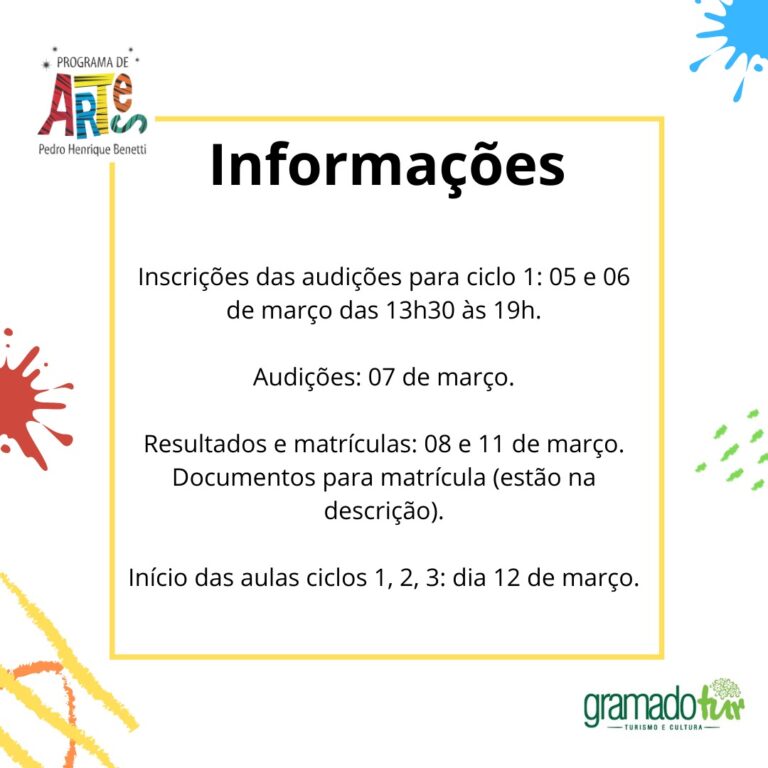 Programa de artes divulga datas de inscrições para as audições