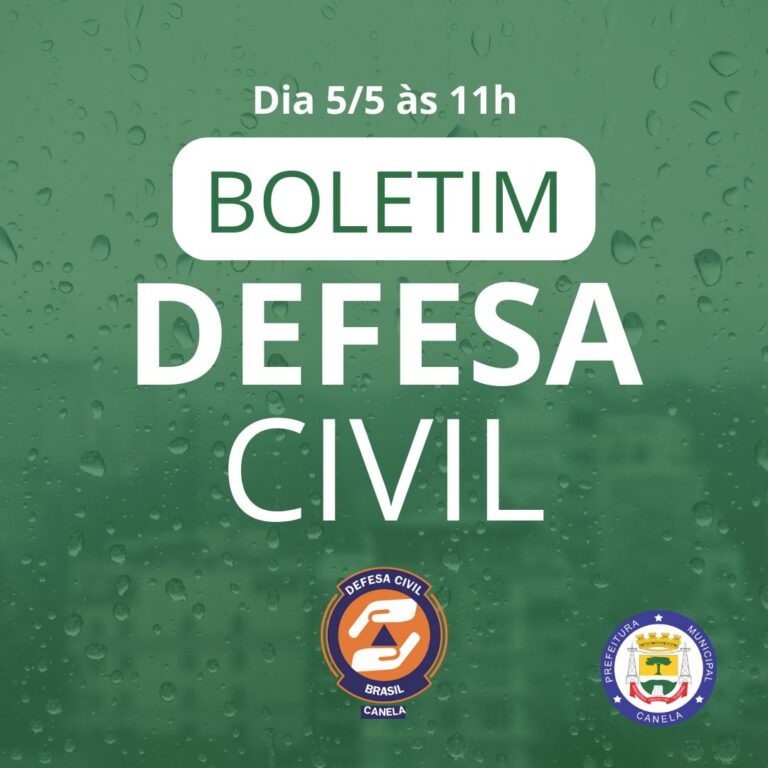 Atualização realizada pela Defesa Civil das chuvas em Canela