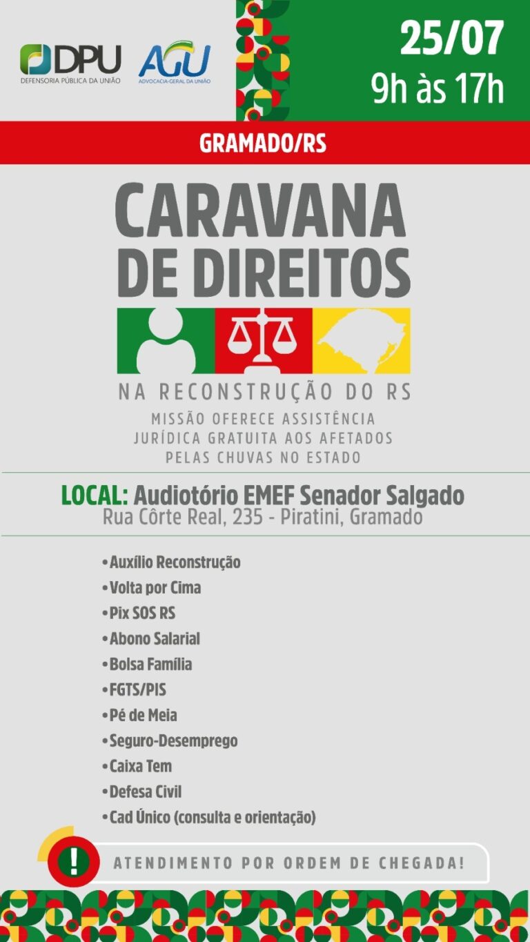 Gramado receberá Caravana de Direitos na Reconstrução do RS