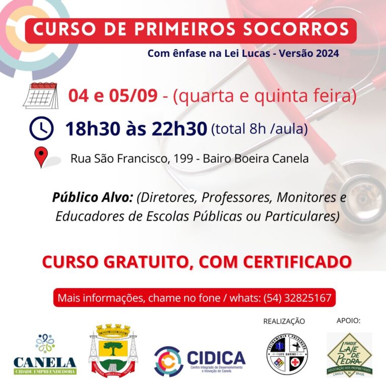 2ª turma do Curso de Primeiros Socorros com ênfase na Lei Lucas – versão 2024