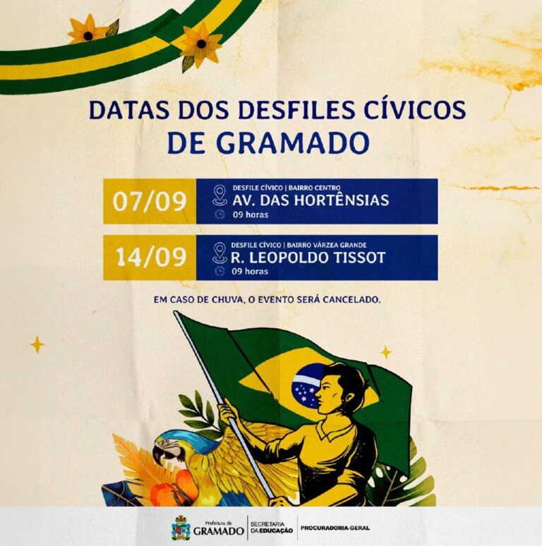 Desfile Cívico no Centro de Gramado ocorre sábado