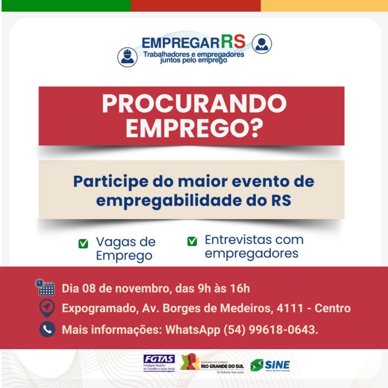 Expogramado recebe a maior feira de empregos do estado no dia 08 de novembro