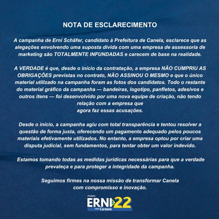 Nota de Esclarecimento: PL de Canela