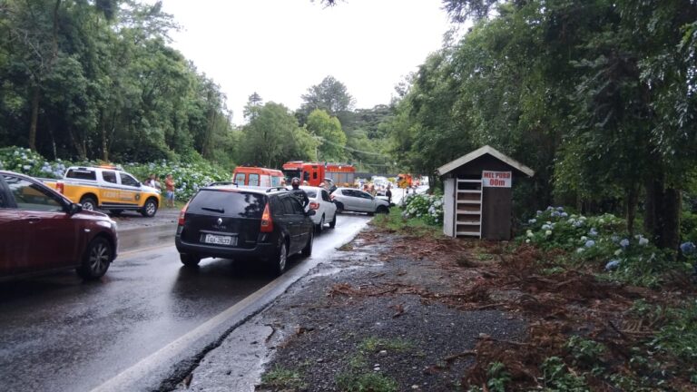 Colisão frontal na ERS-235 próximo ao Snowland deixa cinco feridos e causa bloqueio na via