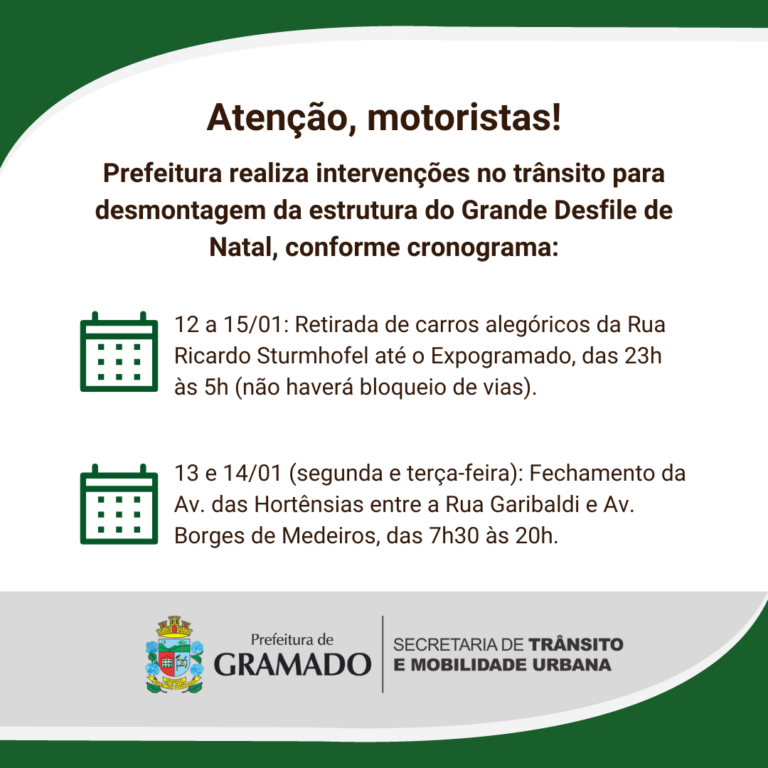 Trânsito terá intervenções durante desmontagem do Grande Desfile de Natal