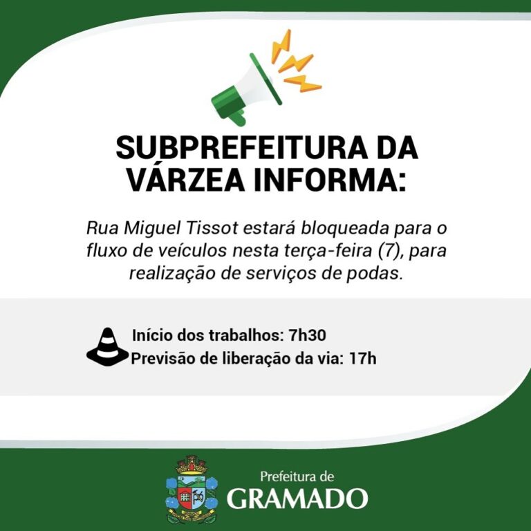 Rua Miguel Tissot estará bloqueada nesta terça-feira (7)