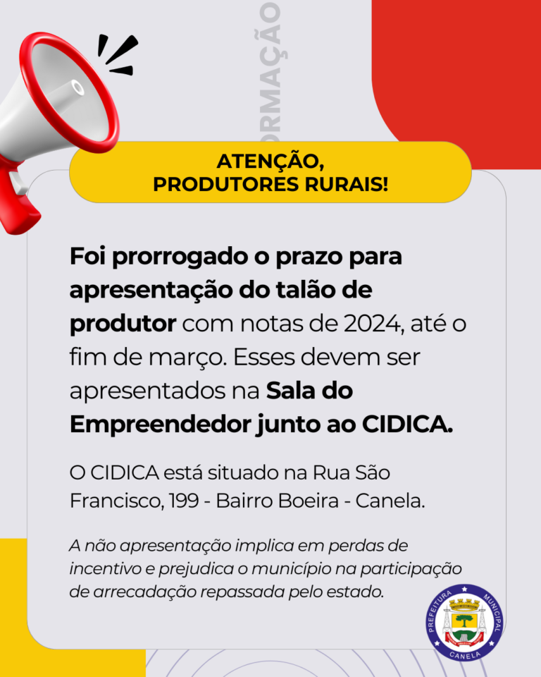 Prazo para entrega dos talões do produtor foi prorrogado