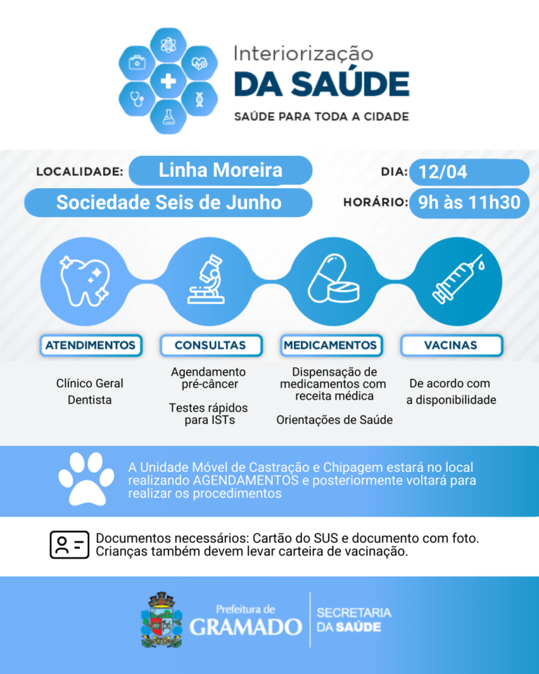 Linha Moreira terá Interiorização da Saúde neste sábado