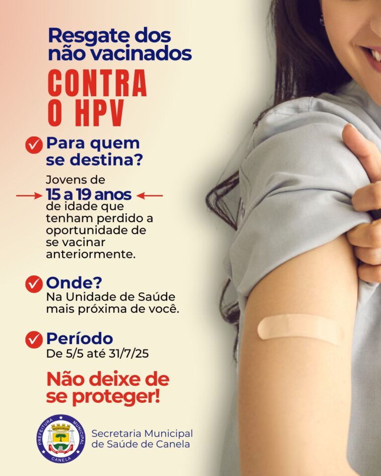 Canela convoca jovens para vacinação contra o HPV