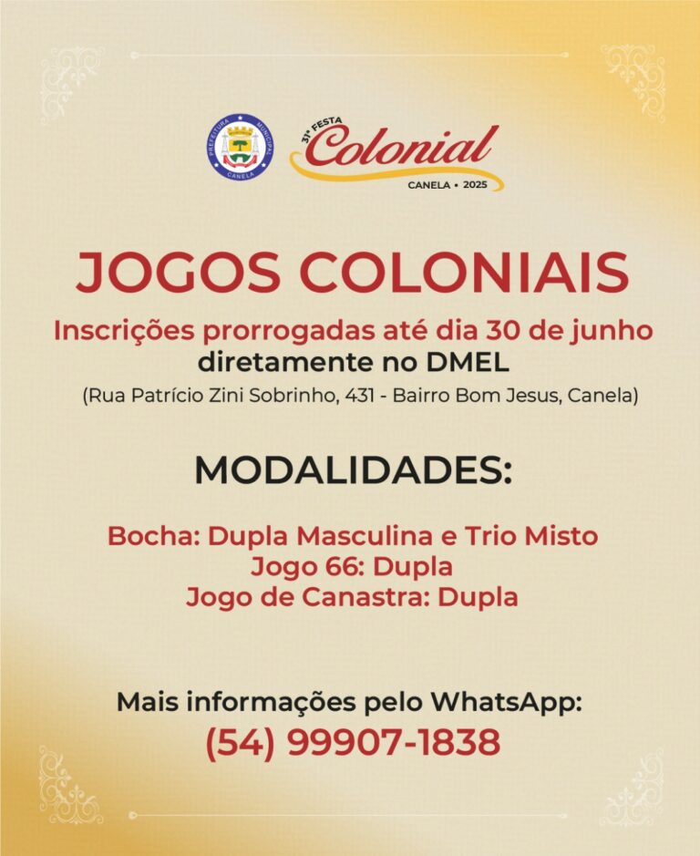 Inscrições para os Jogos Coloniais são prorrogadas