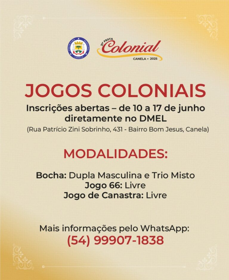 Inscrições abertas para os Jogos Coloniais da 31ª Festa Colonial de Canela