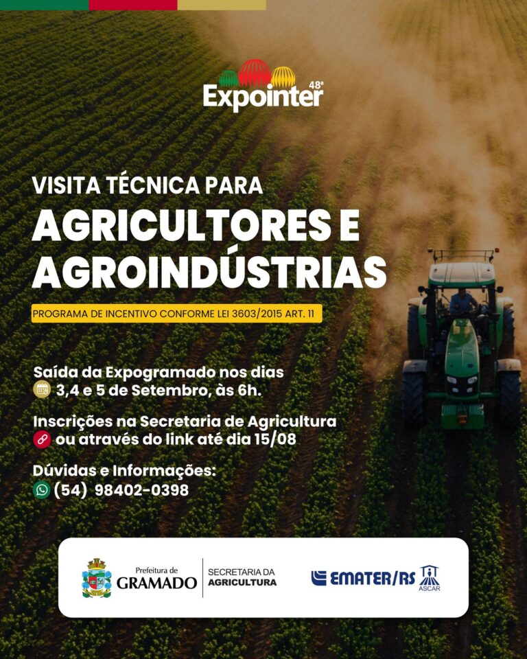 Inscrições abertas para visitas técnicas na Expointer