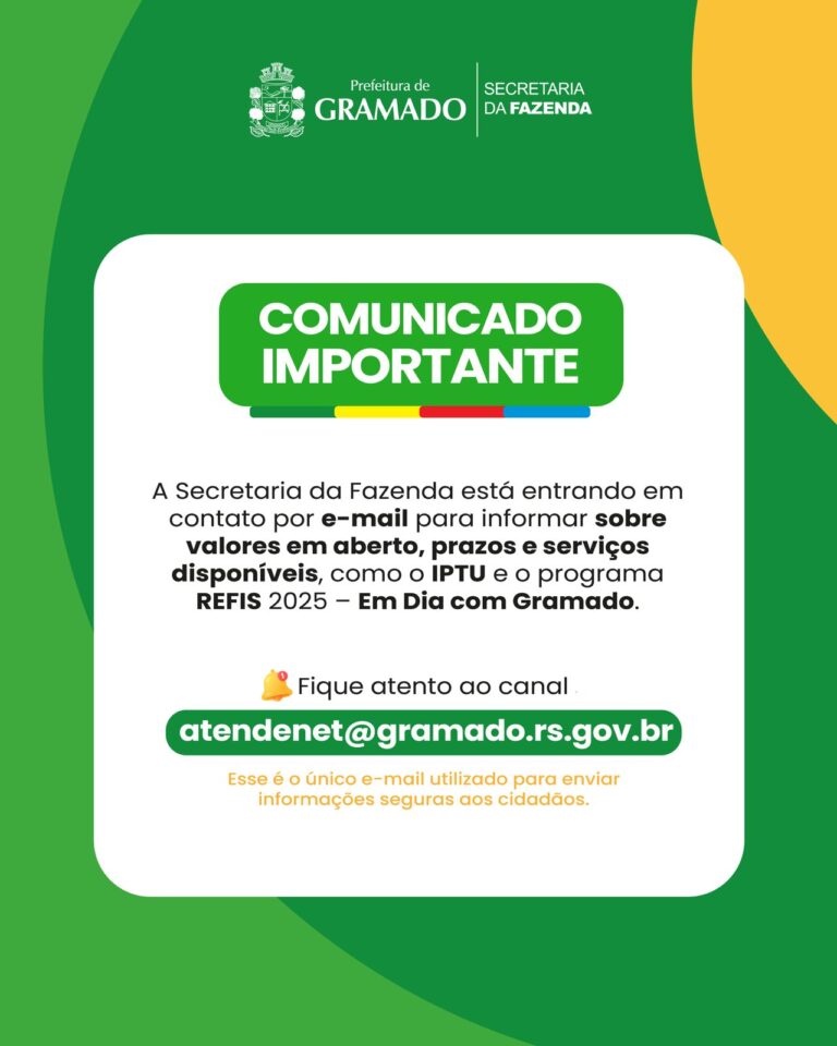 Gramado está contatando contribuintes gramadenses por e-mail