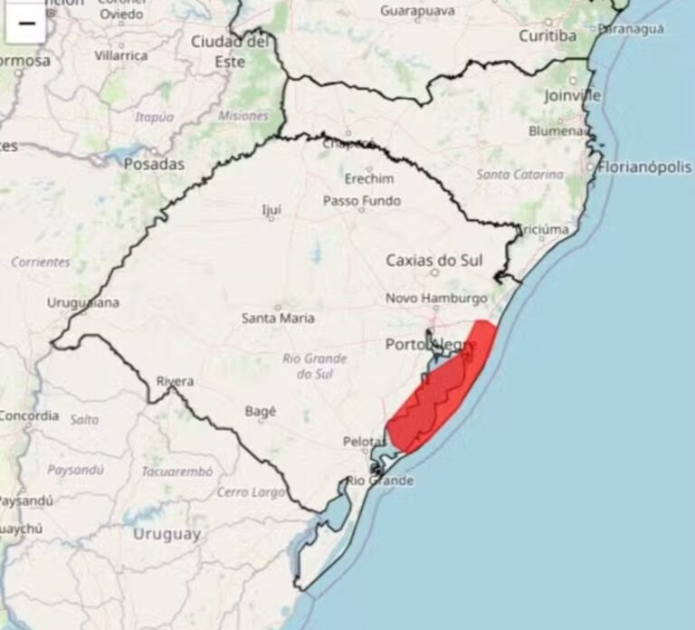Frente fria associada a ciclone extratropical deixa tempo instável no RS; ventos podem superar 90 km/h