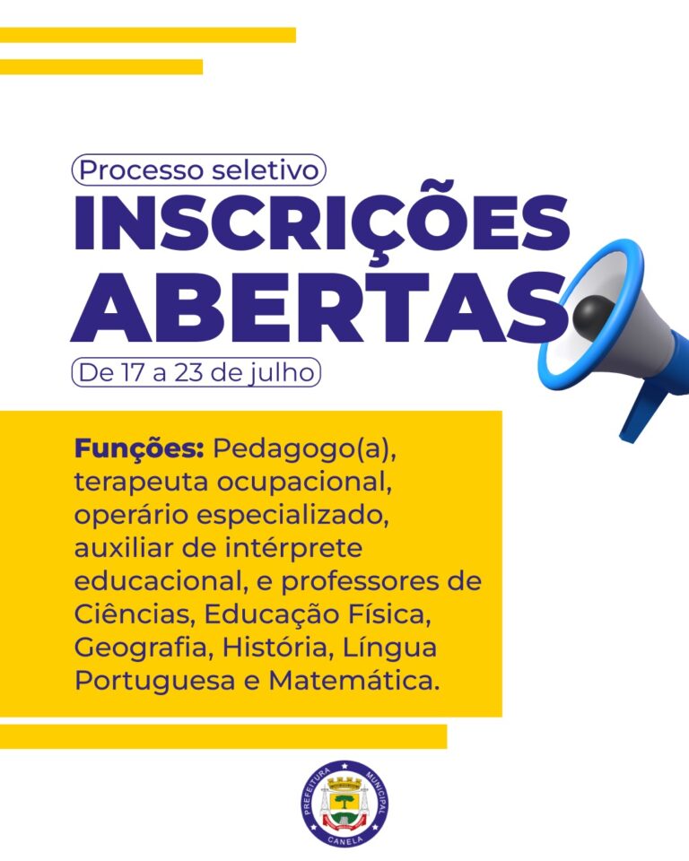 Processo seletivo em Canela tem vagas na educação e salários de até R$ 3,4 mil