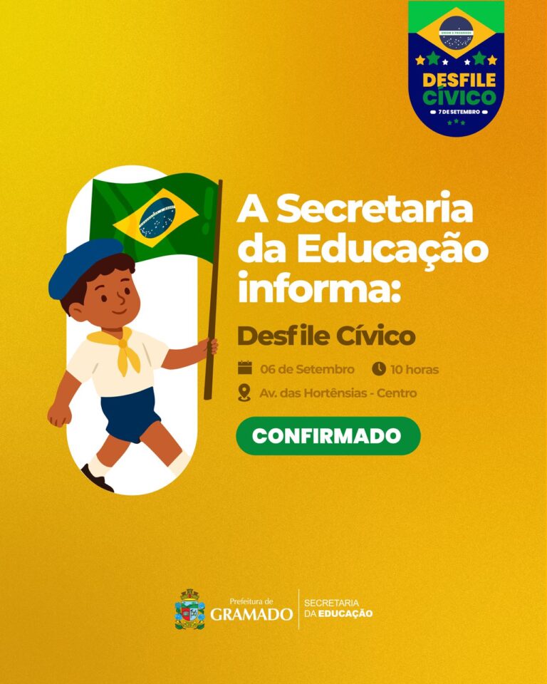 Desfile Cívico no Centro de Gramado ocorre neste sábado