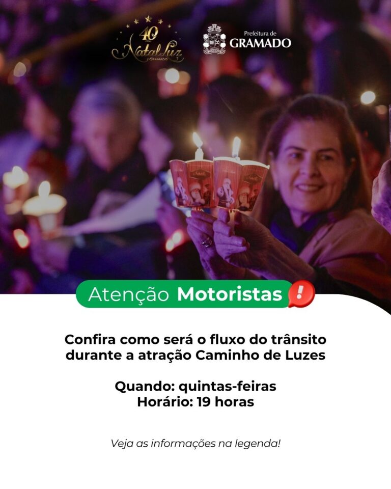 Confira o fluxo do trânsito durante a atração Caminho de Luzes