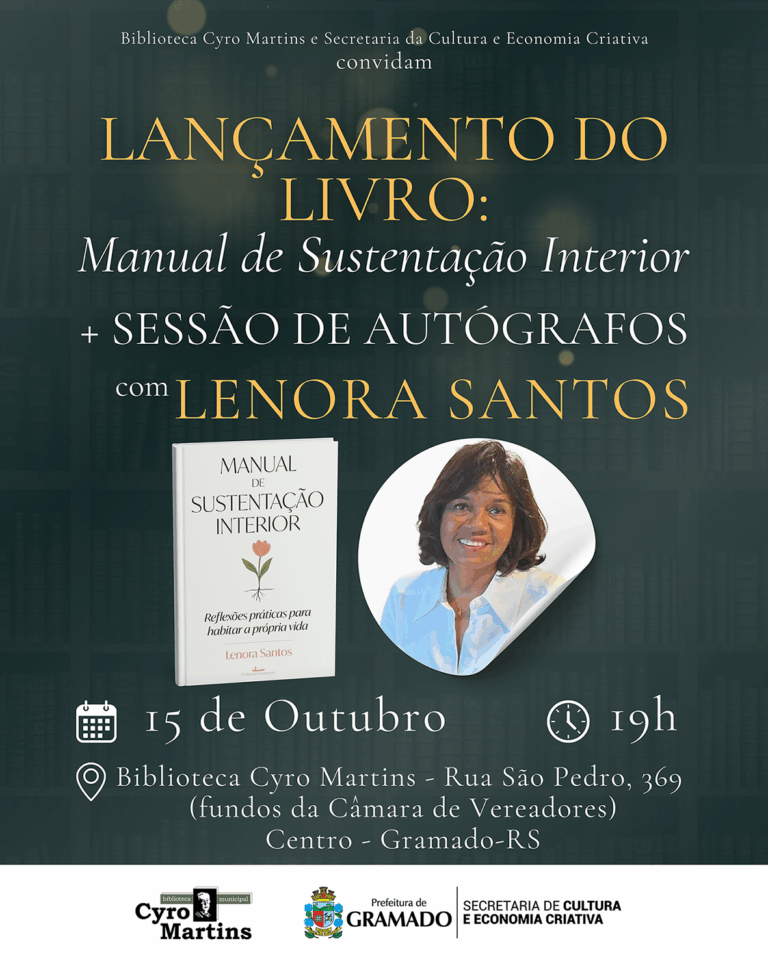Escritora Lenora Santos lança “Manual de Sustentação Interior” em Gramado