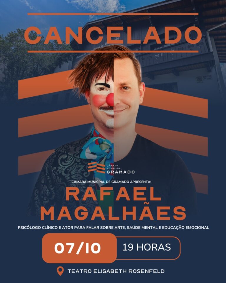 Palestra com Rafael Magalhães é cancelada, mas Semana da Saúde Mental de Gramado segue