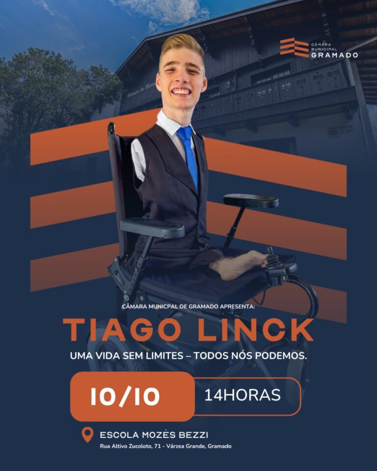 Gramado terá palestra de Tiago Linck na Semana Nacional de Combate à Depressão