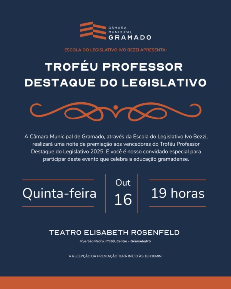 Câmara de Gramado realiza semana especial em homenagem aos professores