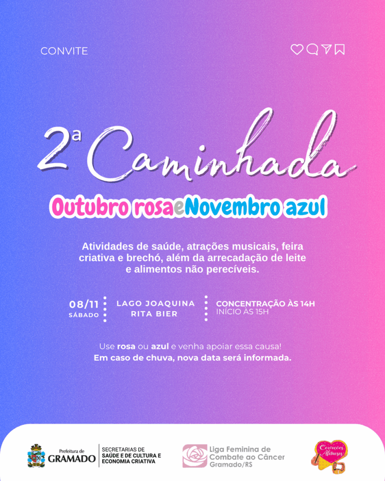 Gramado realiza 2ª Caminhada Outubro Rosa e Novembro Azul neste sábado