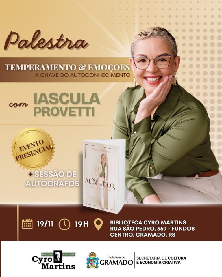 Escritora Iascula Provetti lança livro e ministra palestra em Gramado
