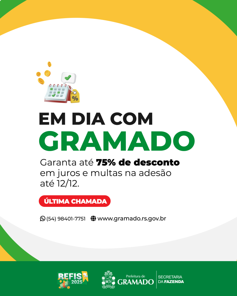 Termina nesta sexta o prazo para adesão ao REFIS 2025 em Gramado