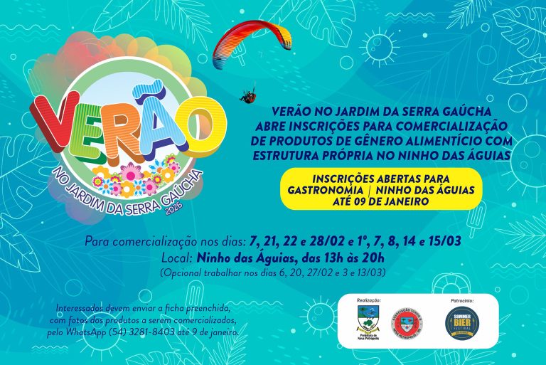Verão no Jardim da Serra Gaúcha 2026 abre inscrições para gastronomia no Ninho das Águias