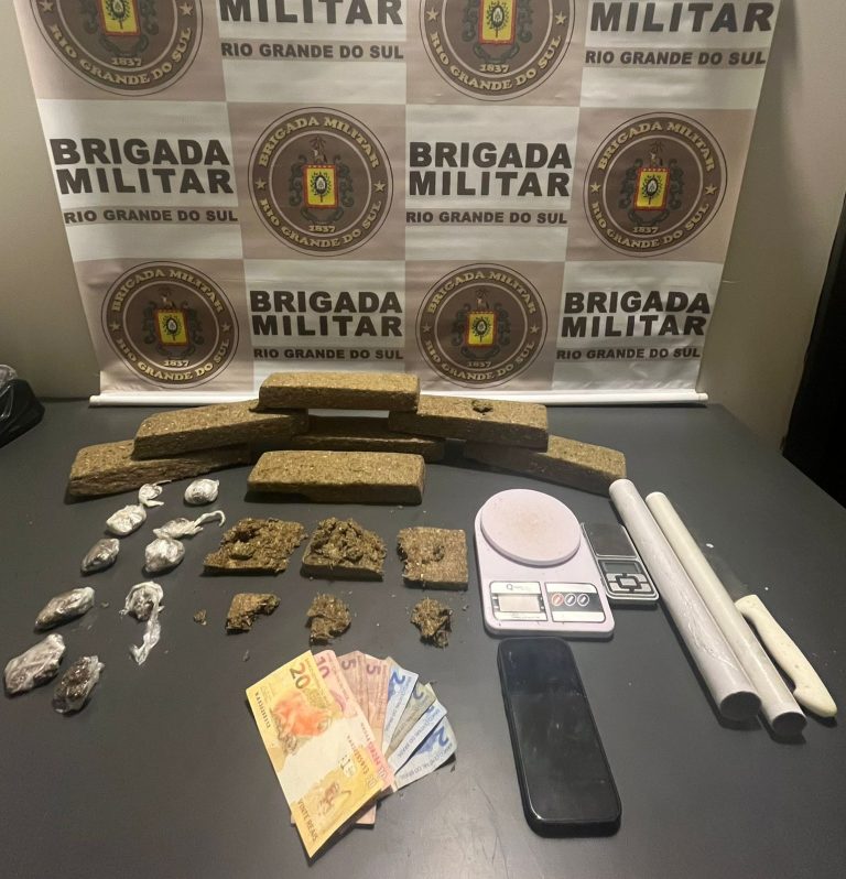 Brigada Militar prende homem com mais de 3 quilos de drogas