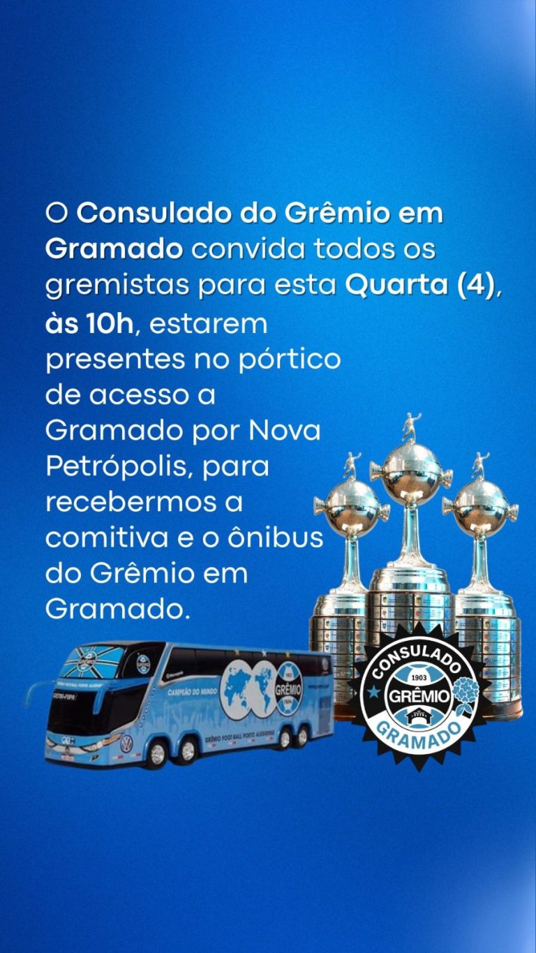 Ônibus do Grêmio chega nesta quarta com exposição das taças
