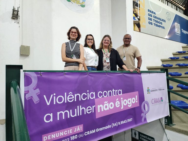 ‘Violência contra a Mulher não é um Jogo’ nos ginásios e campos de Gramado