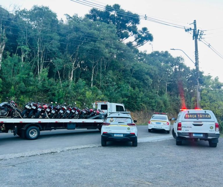 BM coíbe direção perigosa e apreende 14 motos na Rota Panorâmica