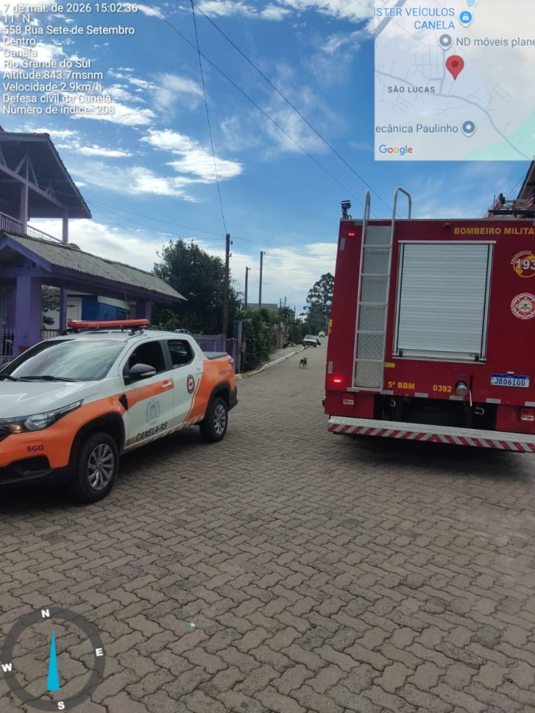 Região com ocorrências pontuais devido à chuva e ao vento